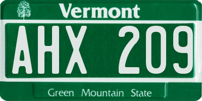 VT license plate AHX209