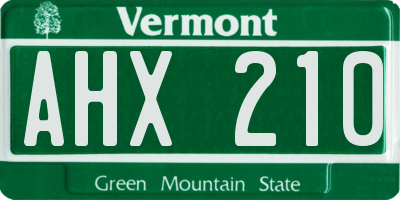 VT license plate AHX210