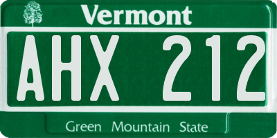 VT license plate AHX212