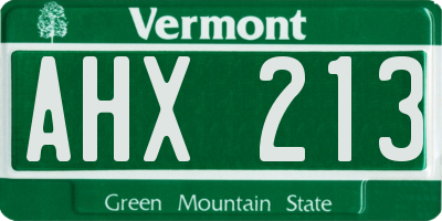 VT license plate AHX213