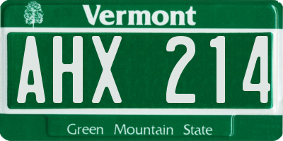 VT license plate AHX214