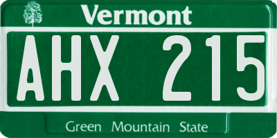 VT license plate AHX215