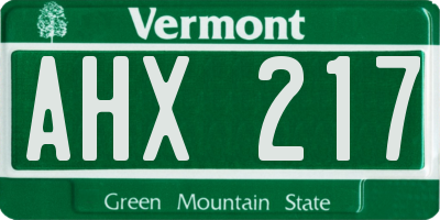 VT license plate AHX217