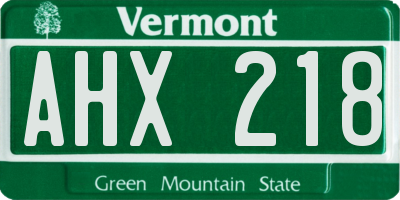 VT license plate AHX218