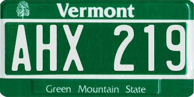 VT license plate AHX219