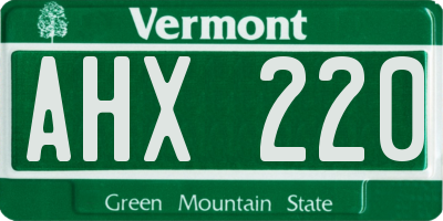 VT license plate AHX220