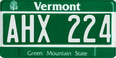 VT license plate AHX224