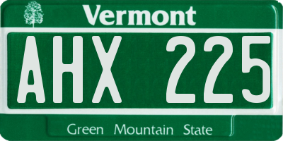 VT license plate AHX225