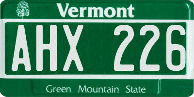 VT license plate AHX226