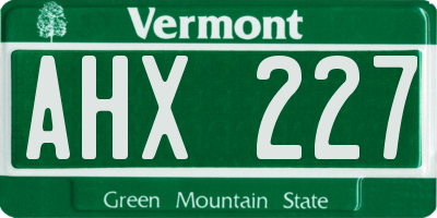 VT license plate AHX227