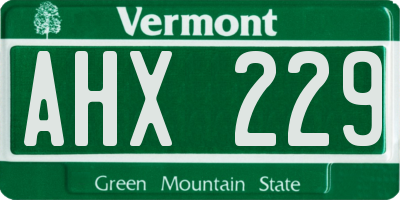 VT license plate AHX229