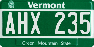 VT license plate AHX235