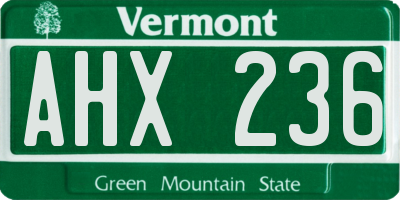 VT license plate AHX236