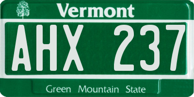 VT license plate AHX237