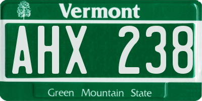 VT license plate AHX238