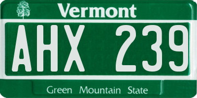 VT license plate AHX239