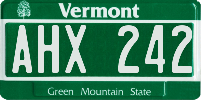 VT license plate AHX242