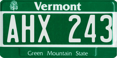 VT license plate AHX243