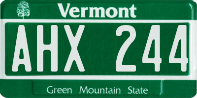 VT license plate AHX244