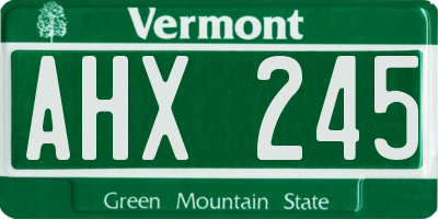 VT license plate AHX245