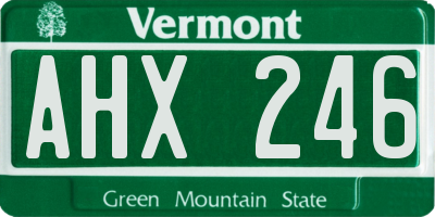 VT license plate AHX246