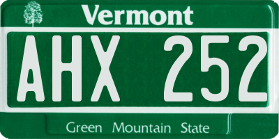 VT license plate AHX252