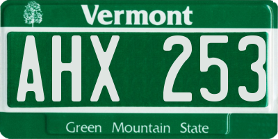 VT license plate AHX253