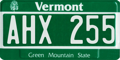 VT license plate AHX255