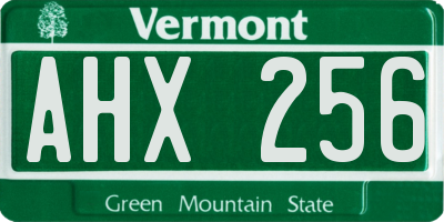 VT license plate AHX256