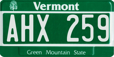 VT license plate AHX259