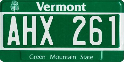 VT license plate AHX261