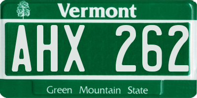 VT license plate AHX262