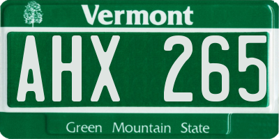 VT license plate AHX265