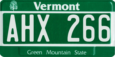 VT license plate AHX266