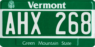 VT license plate AHX268