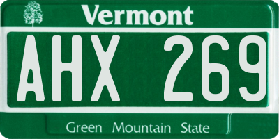 VT license plate AHX269