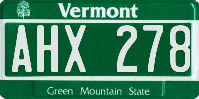 VT license plate AHX278