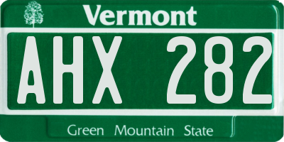 VT license plate AHX282