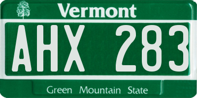 VT license plate AHX283