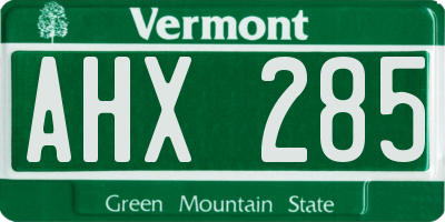 VT license plate AHX285