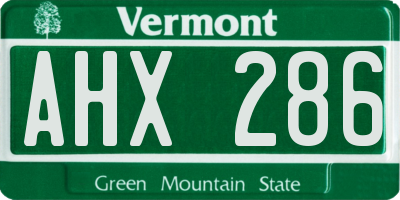 VT license plate AHX286