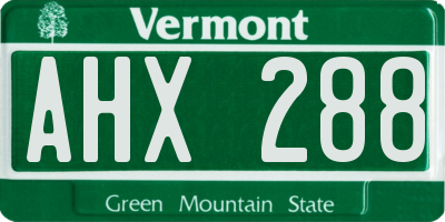VT license plate AHX288