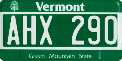 VT license plate AHX290