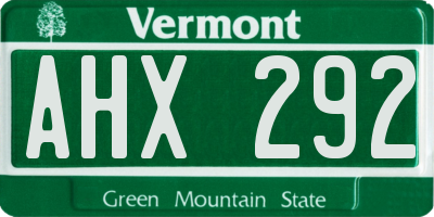 VT license plate AHX292