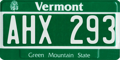 VT license plate AHX293