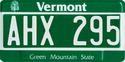 VT license plate AHX295