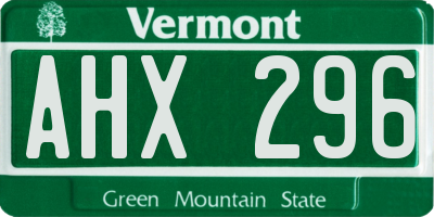 VT license plate AHX296