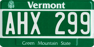 VT license plate AHX299