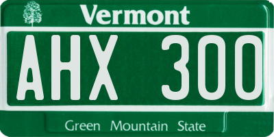 VT license plate AHX300