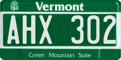 VT license plate AHX302